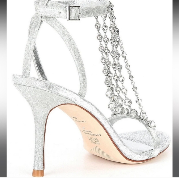 Antonio Melani Collection Silver Estella Chandelier Glitter Dress Sandal Heels - Picture 4 of 17